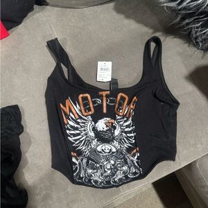 Forever 21 Black and Orange Graphic Camisole